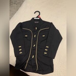 Charro Mexican Toddler Black & Gold Piping BoneToned Buttons& Boy’s Shirt Size 2